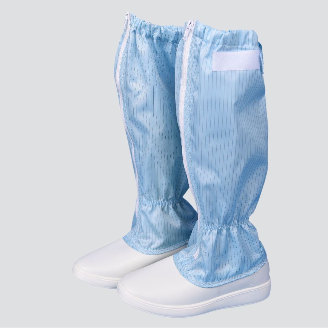 防静电PU皮革胶底套靴车间无尘洁净长筒靴电子厂高帮透气工作鞋子