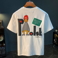 欧米のファッションブランドの半袖ins純綿上着夏の男性プリントtシャツのファッション