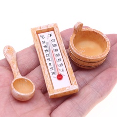 Dollhouse娃娃屋微缩夏日桑拿场景道具模型配件 迷你仿真温度计桶