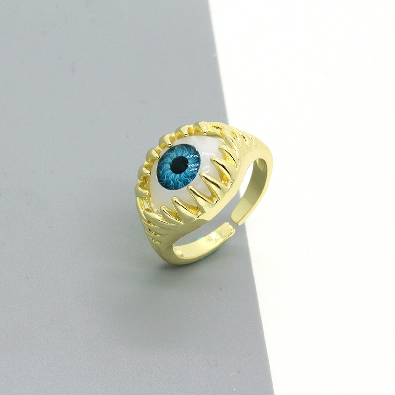 Retro Punk Personality Color Three-dimensional Eye Ring Devil's Eye Open Ring Wholesale display picture 3