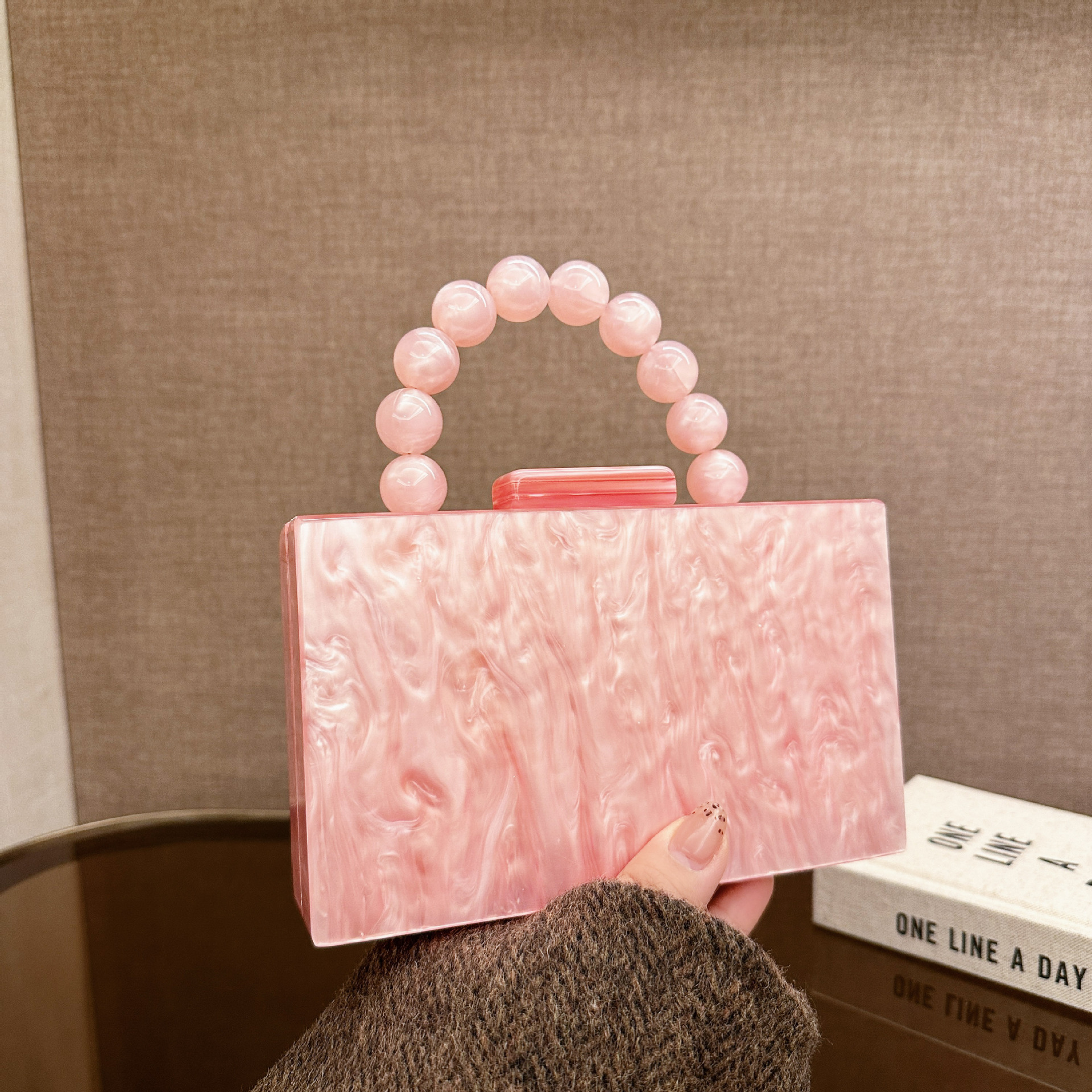 Nuevo acrílico transfronterizo bolsas de cena de mujer bolsas de mano de hombro de cadena bolsas de caja de piedra bolsas de cena