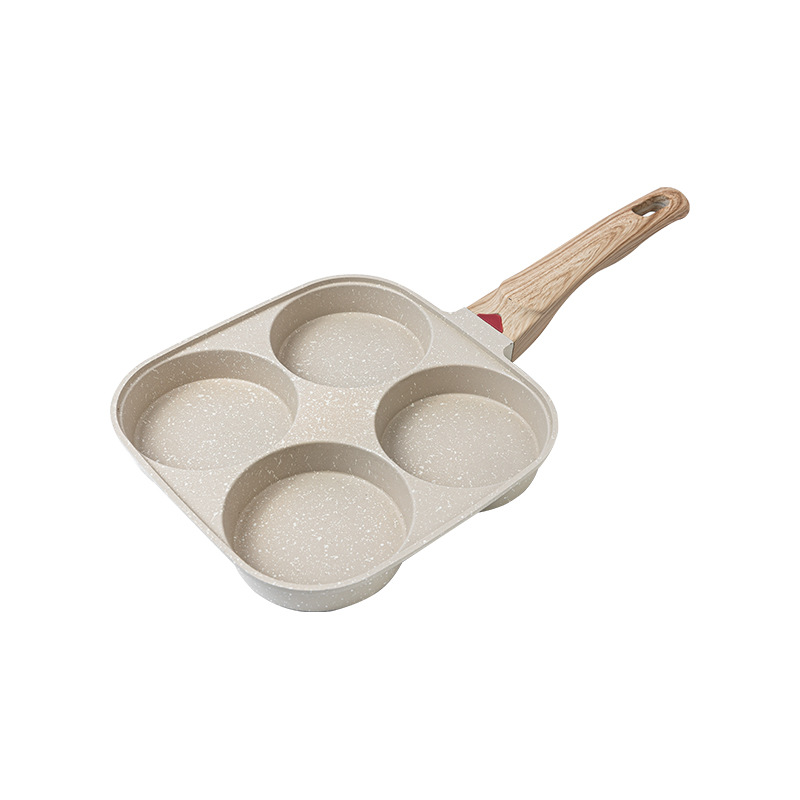 Sartén de huevo maifan Piedra sartén antiadherente hogar huevo pan de cuatro agujeros desayuno pan huevo freír artefacto pequeño panqueque pan