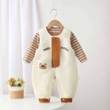 婴幼儿衣服秋款韩版无袖连体衣两件套男女宝宝灯芯绒背带裤套装