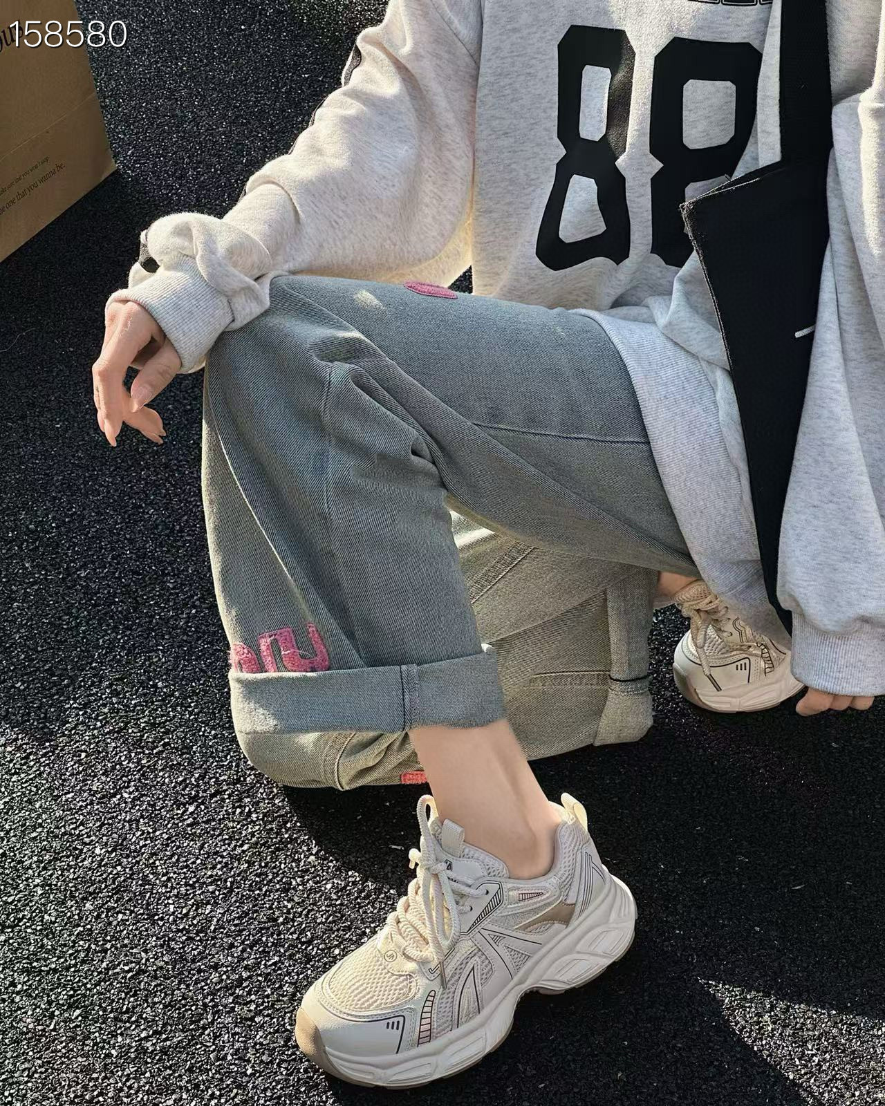 Giày sneaker chunky đế dày nữ tăng chiều cao mẫu mới 2025 — Màu be/xanh lam, Trà sữa chi tiết 8