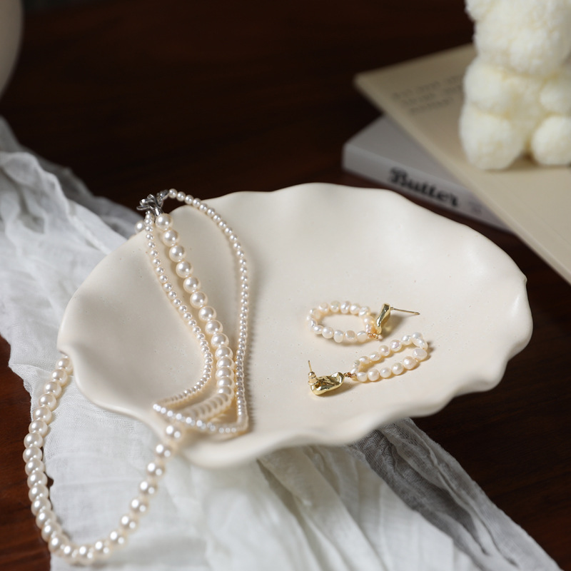 Moderno y simple, bandeja de cerámica creativa, decoración, exhibición de joyas de aromaterapia, bandeja de almacenamiento de escritorio de entrada