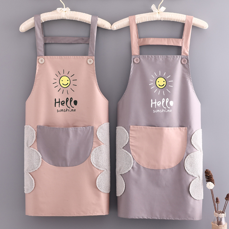Fashion apron kitchen household women's summer 2021 new waterproof oil-proof Cute Korean style cooking work men's printing Fashion apron kitchen household women's summer 2021 new waterproof oil-proof Cute Korean style cooking work men's printing