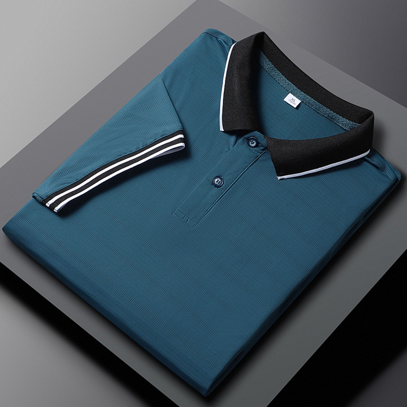 Hielo polo camiseta hombre de manga corta 2023 verano delgada ropa de negocios casual hombre camiseta con solapa de moda
