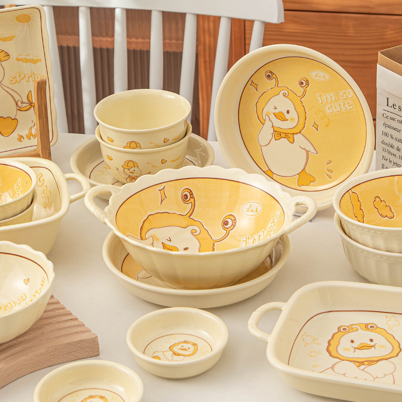 Bowl ins high color value cute duck underglaze color wholesale bowls and suit bowls and plates suit cream wind ceramic tableware