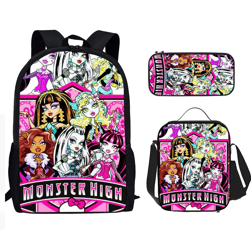 Amazon nuevo monstruo Hig impresión bolsas de bolsas de bolsas de bolsas de comidas de tres piezas elf estudiantes de secundaria niños D