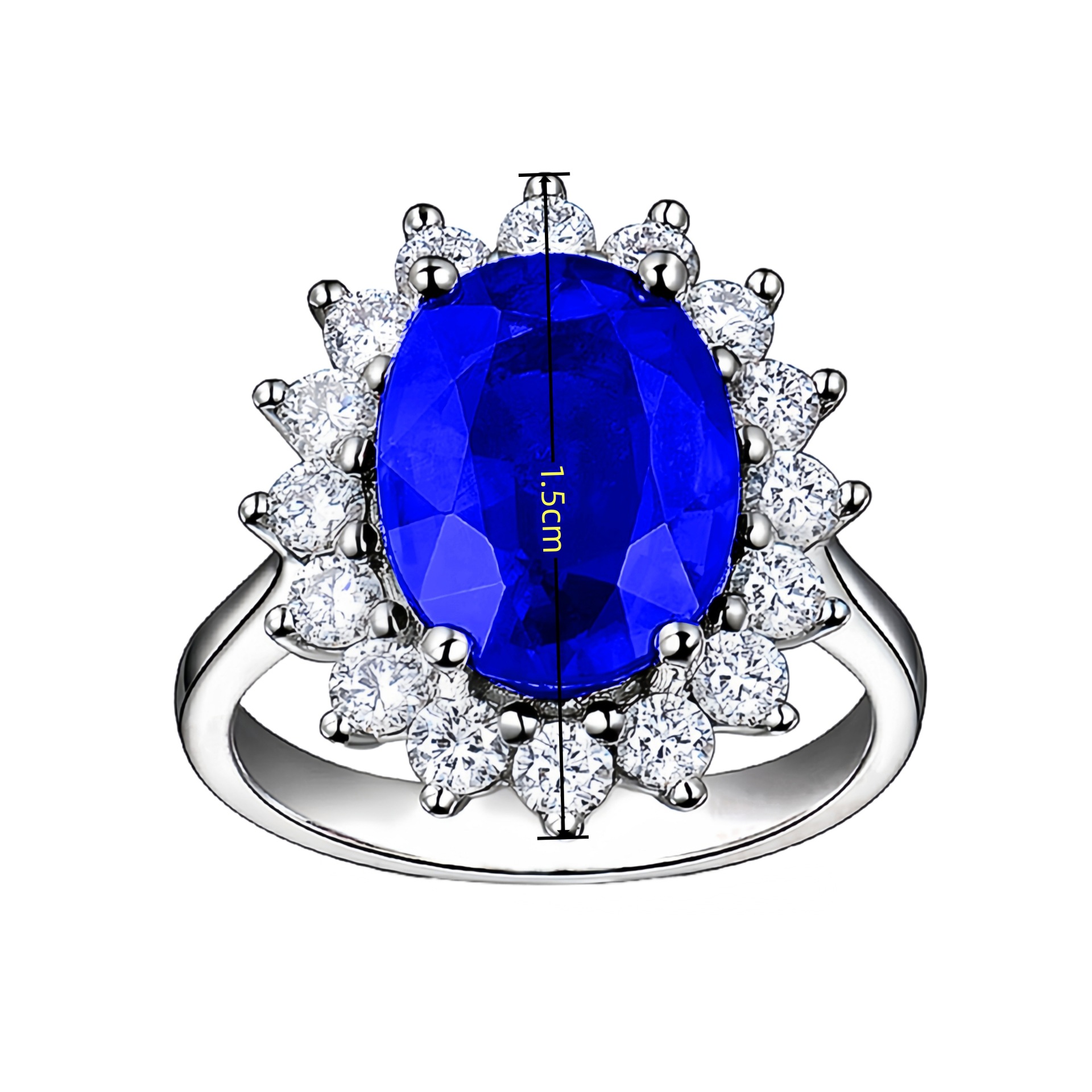 Princess Diana Style Tanzanite Sapphire Adjustable Open Ring_voghion.com