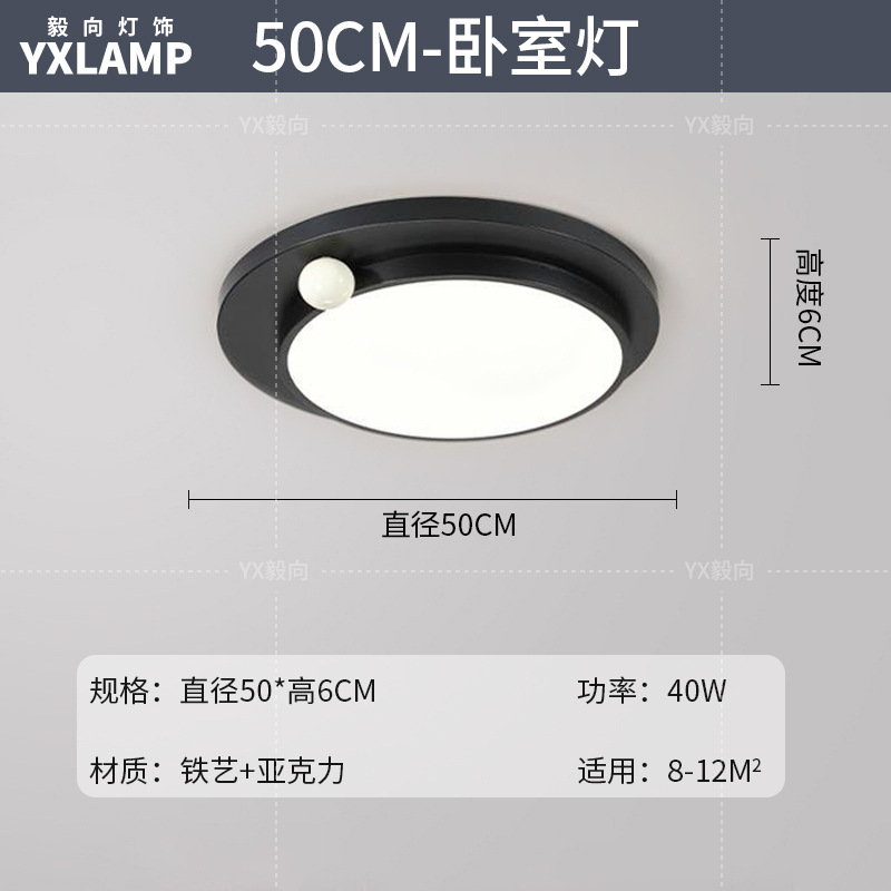 Luz de techo minimalista italiana sala de estar luz principal LED atmósfera creativa simple negro de alto nivel protección de ojos lámpara de dormitorio principal