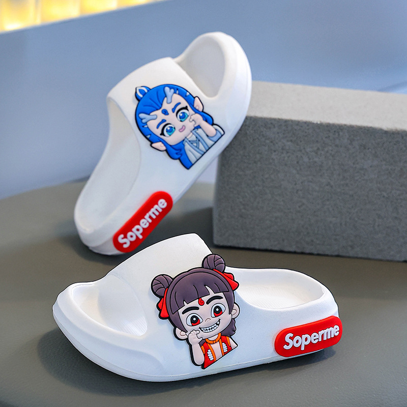 New Nezha Slippers Summer Cartoon Boys Indoor Non-Slip Slippers Medium and Large Children Eva Girls Baby Slippers