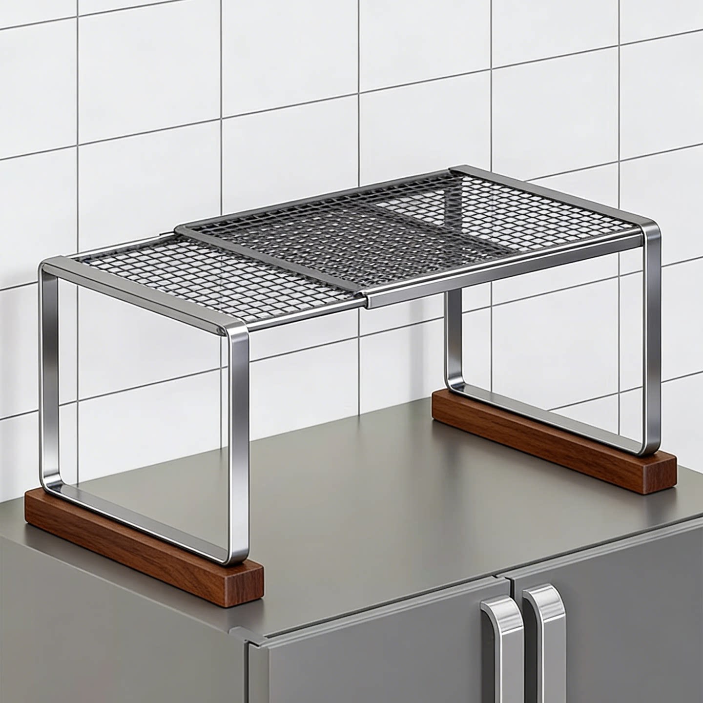 Kitchen Storage Rack, Microwave Oven Rack Above the Refrigerator, Multi-Functional Retractable Pot Storage Rack