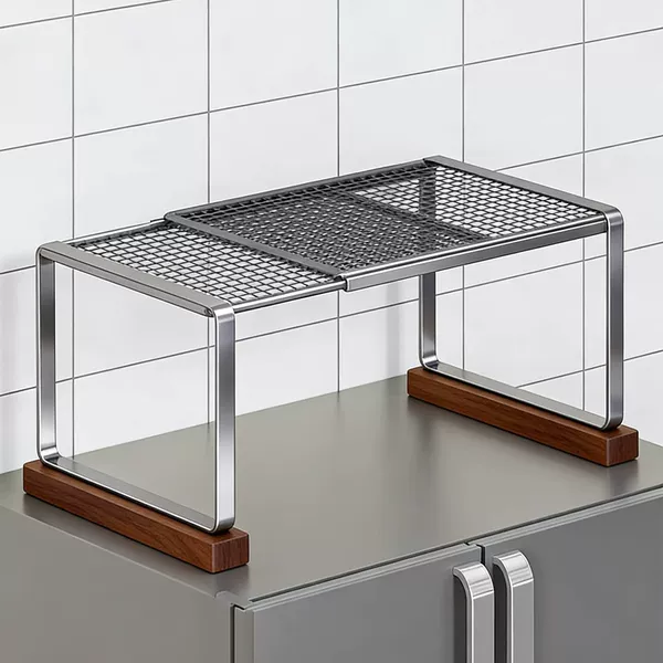 Kitchen Storage Rack, Microwave Oven Rack Above the Refrigerator, Multi-Functional Retractable Pot Storage Rack