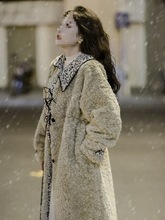 羊羔毛外套女冬季年轻新款皮草中长款毛茸茸牛角扣大衣