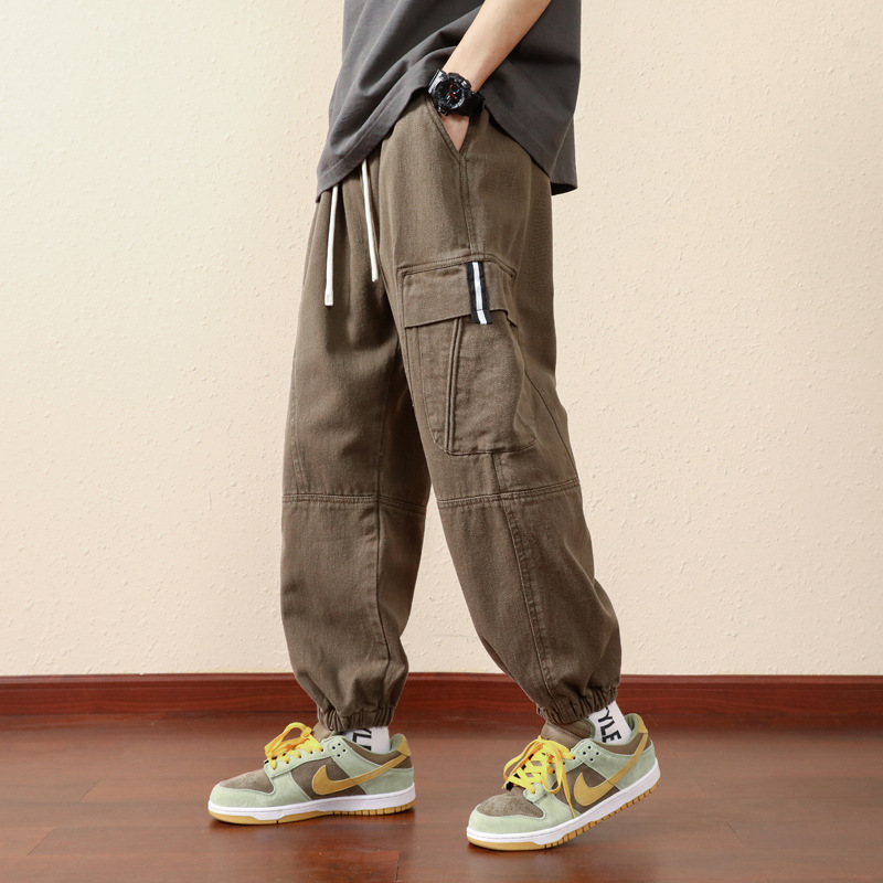 Pantalones de herramientas para niños primavera y otoño 2024 nueva tendencia suelta pantalones casuales pantalones de todo fósforo guapos para hombres