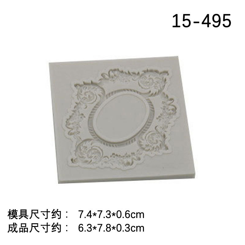 Retro patrón espejo marco de fotos tallado silicona fondant DIY pastel hornear chocolate decoración hecha a mano del molde