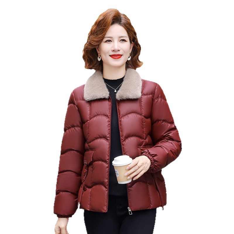 妈妈装冬装PU皮棉衣女加绒保暖中老年女装棉服外套时尚新款棉袄女|undefined