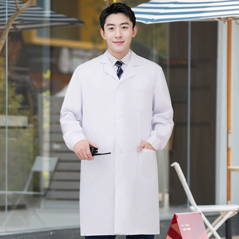Белое пальто Мужское и женское медицинское платье Белое пальто с короткими рукавами Медицинское платье с длинными рукавами