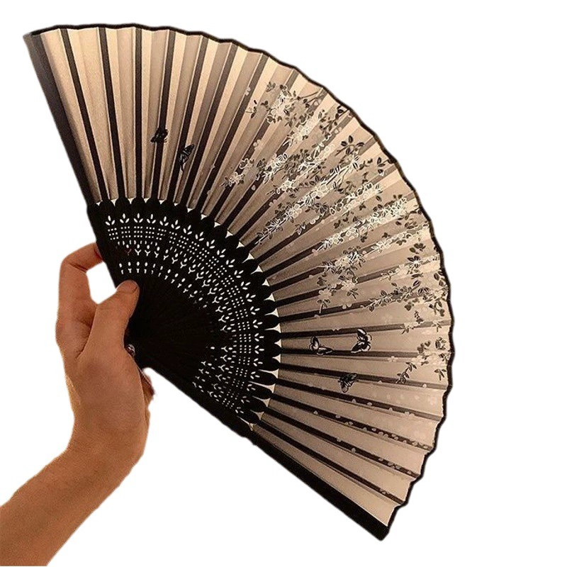 Складной маленький веер в китайском стиле для переноски с вами, юбка в виде лошади династии Хань в древнем стиле, древний танцевальный костюм, черный складной веер для женщин