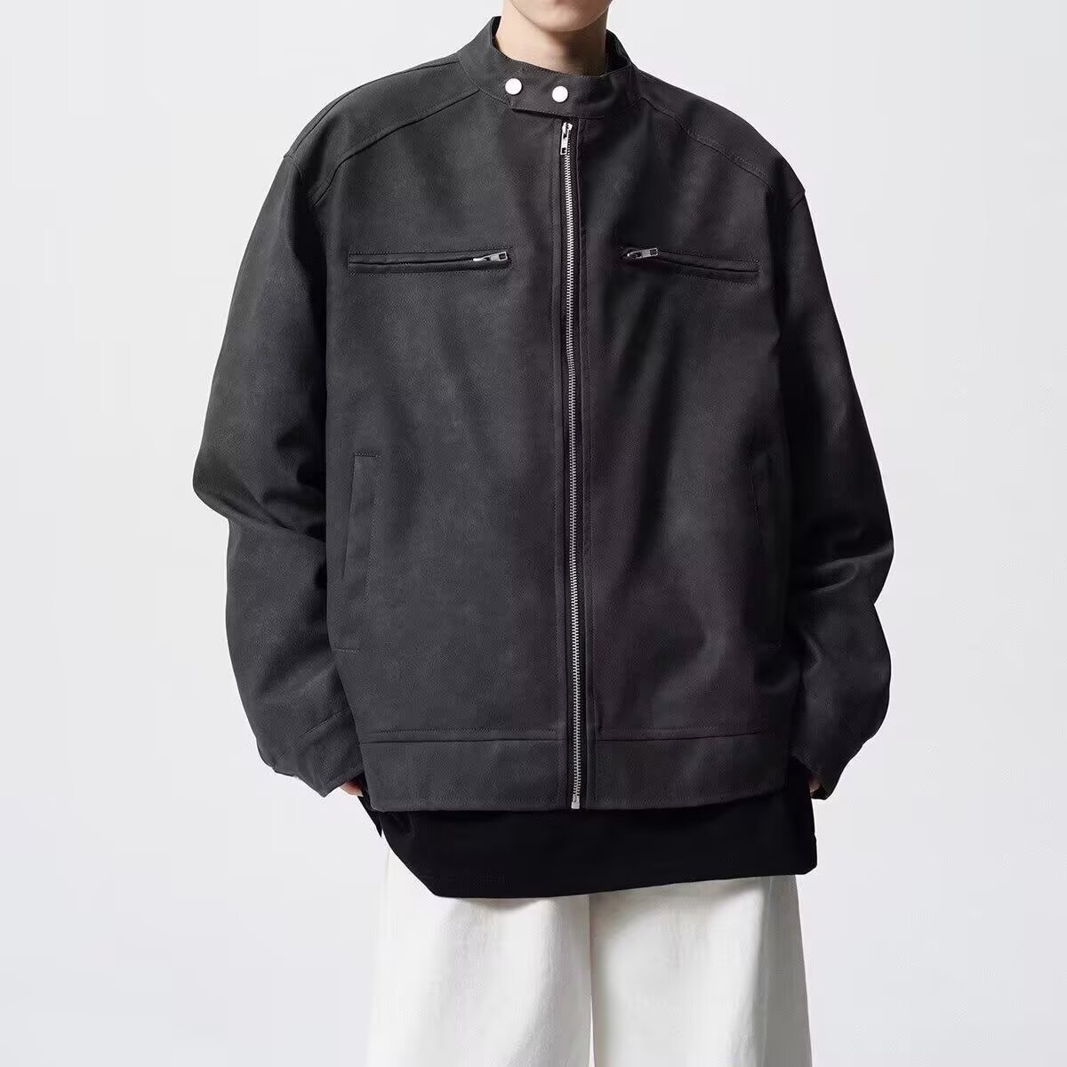 Men's Brown Leather Flight Jacket American Style Casual Style_voghion.com