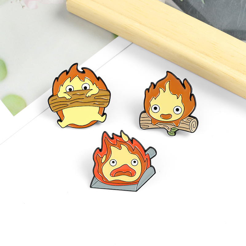 Flame Pattern Cartoon Style Pin Flame Alloy Stoving Varnish Unisex Brooches