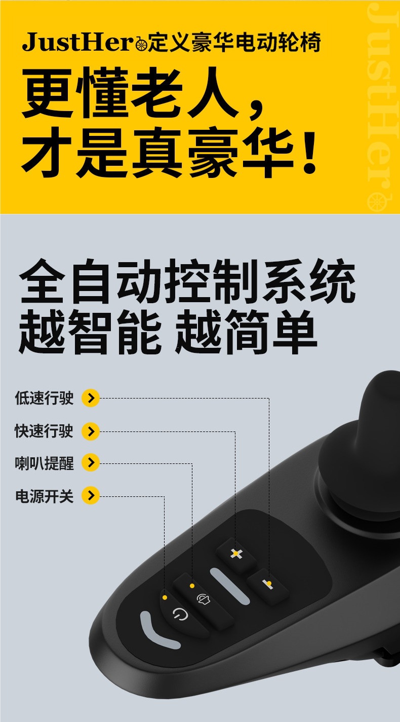 Justhero Electric Wheelchair, Intelligent and Fully Automatic, Foldable and Lightweight Seat for the Elderly, Widened Four-Wheel Mobility Scooter