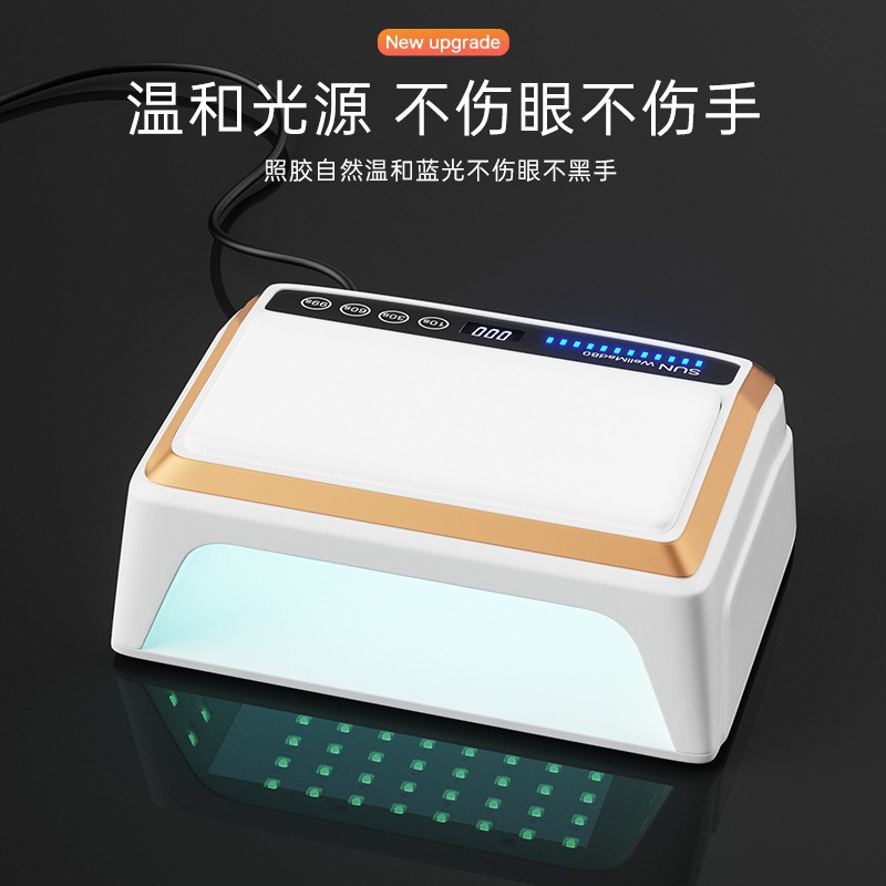 Luz de manicuras transfronterizas, almohada de mano, lámpara de fototerapia de dos manos, tienda de manicuras, lámpara de horneado de 380W, máquina de manicuras de curado de alta potencia