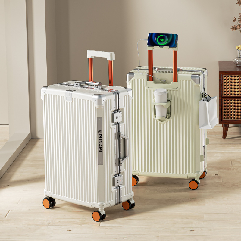 Multifunctional Aluminum Frame Luggage Case Women's Trolley Case Men's 18-inch Boarding Case Suitcase Robust and Durable Password Leather Case