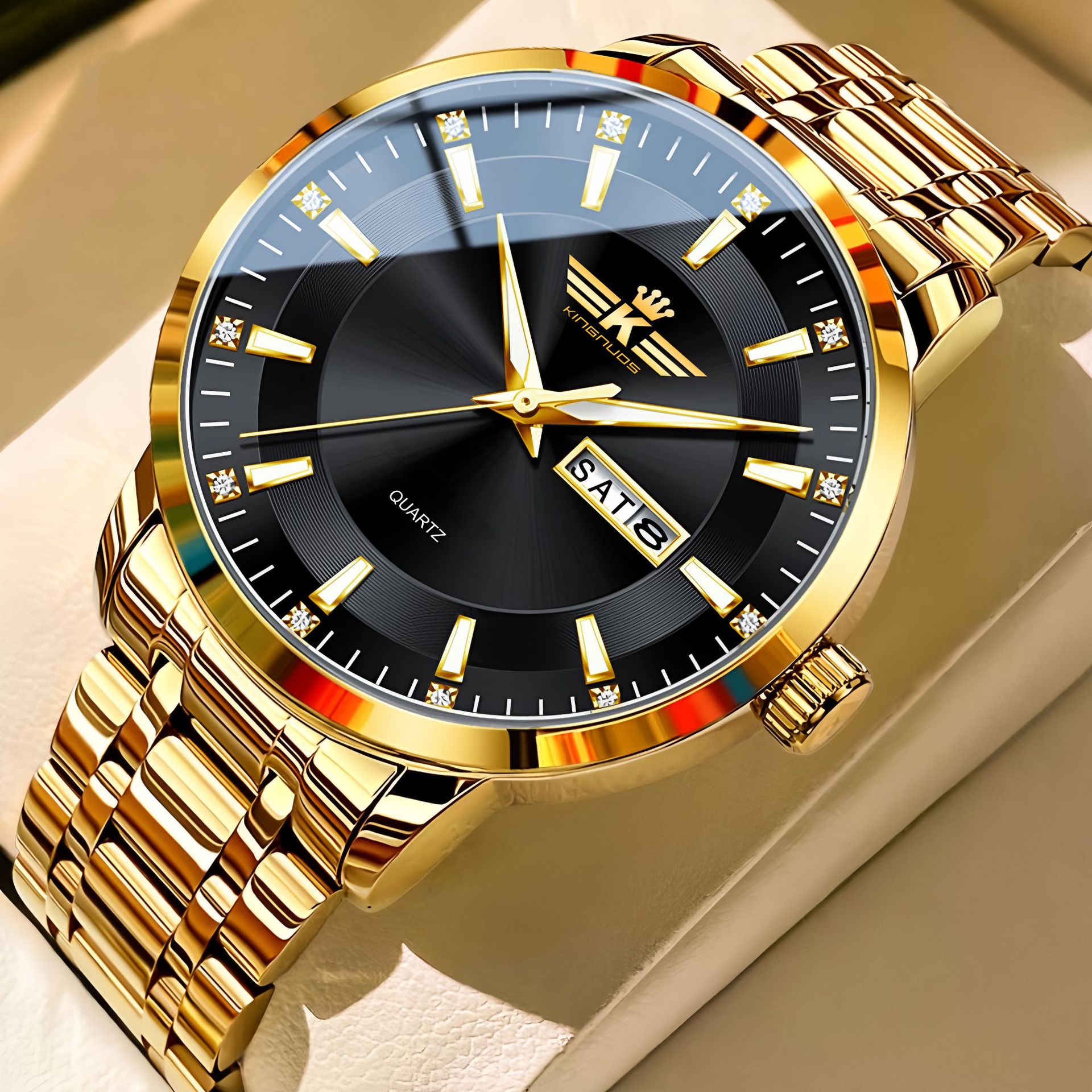 All gold with black surface