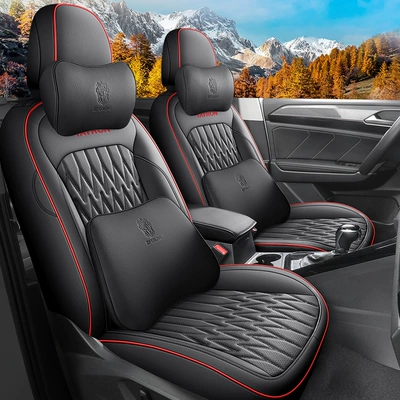Special Seat Cover All-inclusive Four: Modelə uyğun (Original) oturacaq örtükləri - black-and-red-full-leather-memory-foam-version-note-the-model-year-all-in-one-rear-package