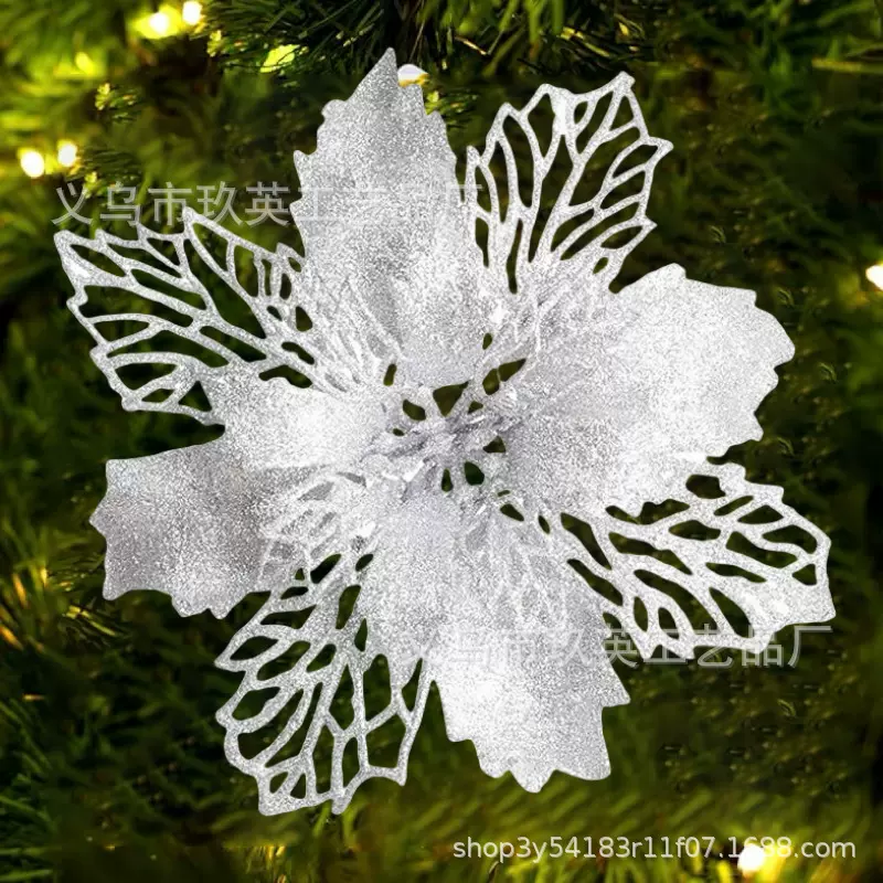 跨境圣诞节装饰礼品15cm亮片葱粉仿真花 新年婚礼家居派对装饰品