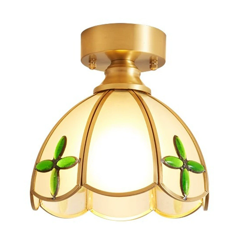 Retro copper lights for corridor, glass ceiling light for gazebo, American style