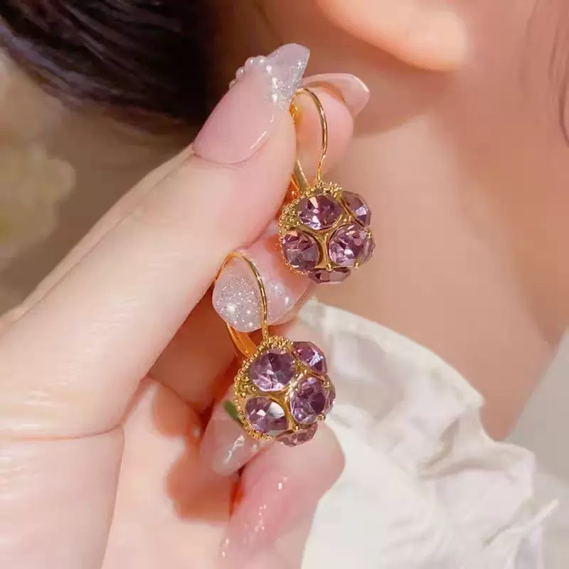 卡铂雅同款2023新款潮紫气东来耳环女高级感轻奢耳坠紫色水晶耳扣