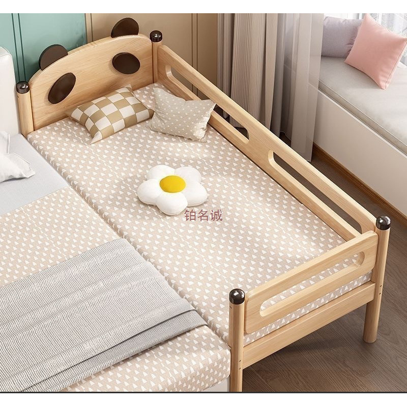 Oak Baby Spliced ​​Bed with Wide Guardrails for Boys and Girls Spliced ​​Bedside Bed Children's Spliced ​​Large Bed Solid Wood Bed