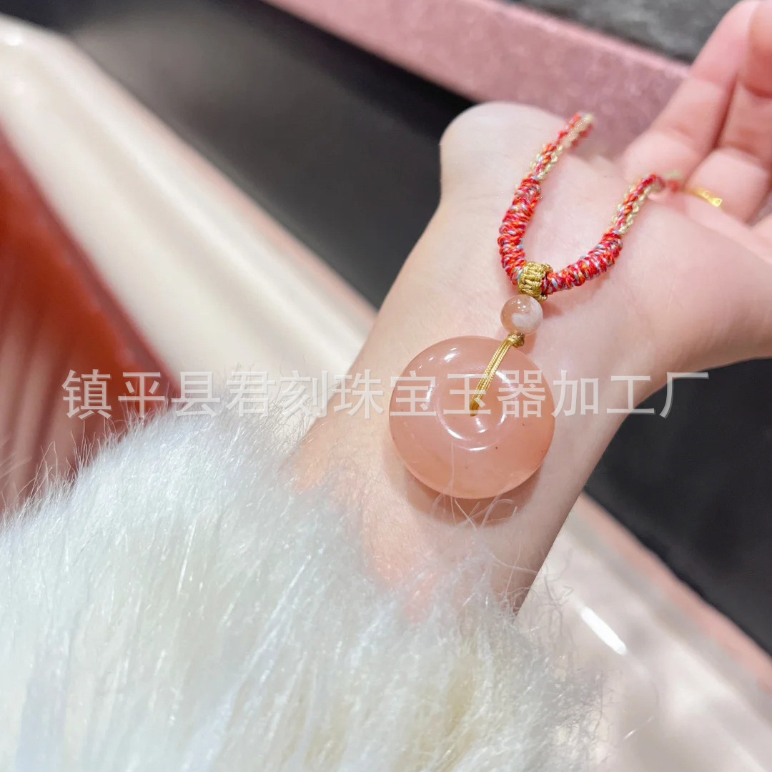 (2개) 샤오홍수 인기 천연 금 옥 복숭아 꽃 박제 길조 구름 잠금 액세서리 옥 평화 버클 잎 평화 브랜드 펜던트