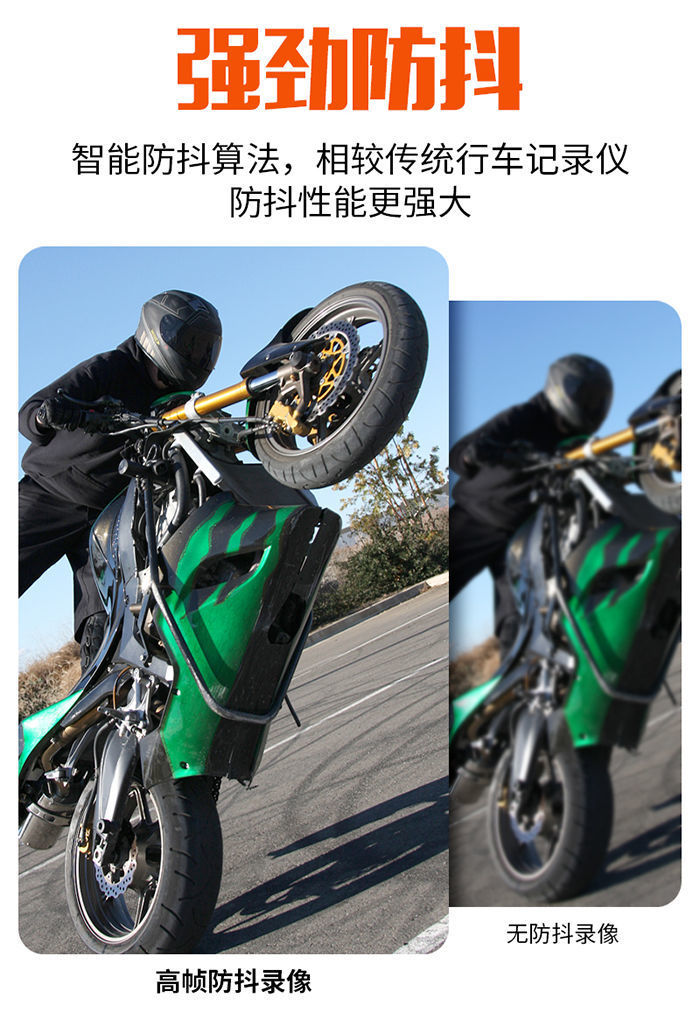 Motorcycle Driving Recorder Wifi with Gps+High-Definition Dual-Lens Camera Waterproof Electric Vehicle Riding Recorder