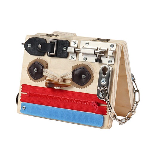 Children's Montessori Baby Enlightenment Locking Wooden Busy Blocks Toy Fun Folding Busy Board Early Education Toys Brain Teaser