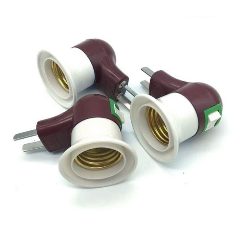 Portalámparas blanco E27 con interruptor y enchufe, base espiral para bombillas LED domésticas