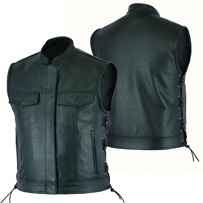 Cross-Border Supply Amazon Men's Round-Neck Single-Breasted Zip-Up Short Sleeveless Leather Vest Cross-Border Supply Amazon Men's Round-Neck Single-Breasted Zip-Up Short Sleeveless Leather Vest