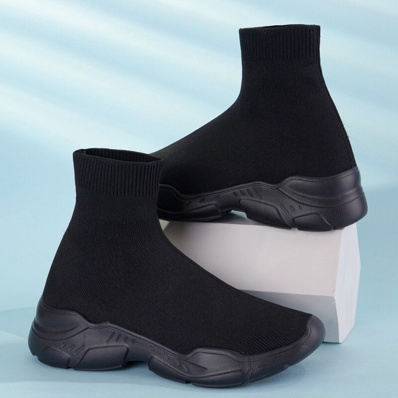 Trendy Fly-knit Slip-on Socks Women's Shoes Stretch Comfortable Outdoor Casual Shoes Fashionable All-match Couple Platform Trendy Shoes