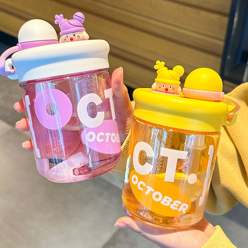 YSM6005 -560ml Red Cup DIY contraste de color Ton Cup Linda muñeca palillos Taza taza de paja taza de beber Doble