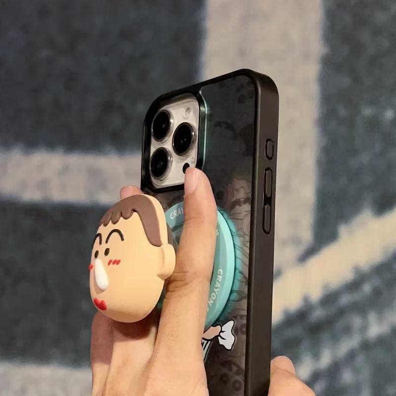 Caricatura de dibujos animados que fluye la nariz estúpida para el teléfono móvil MagSafe succión de soporte airbag anti-caída lindo estudiante retráctil