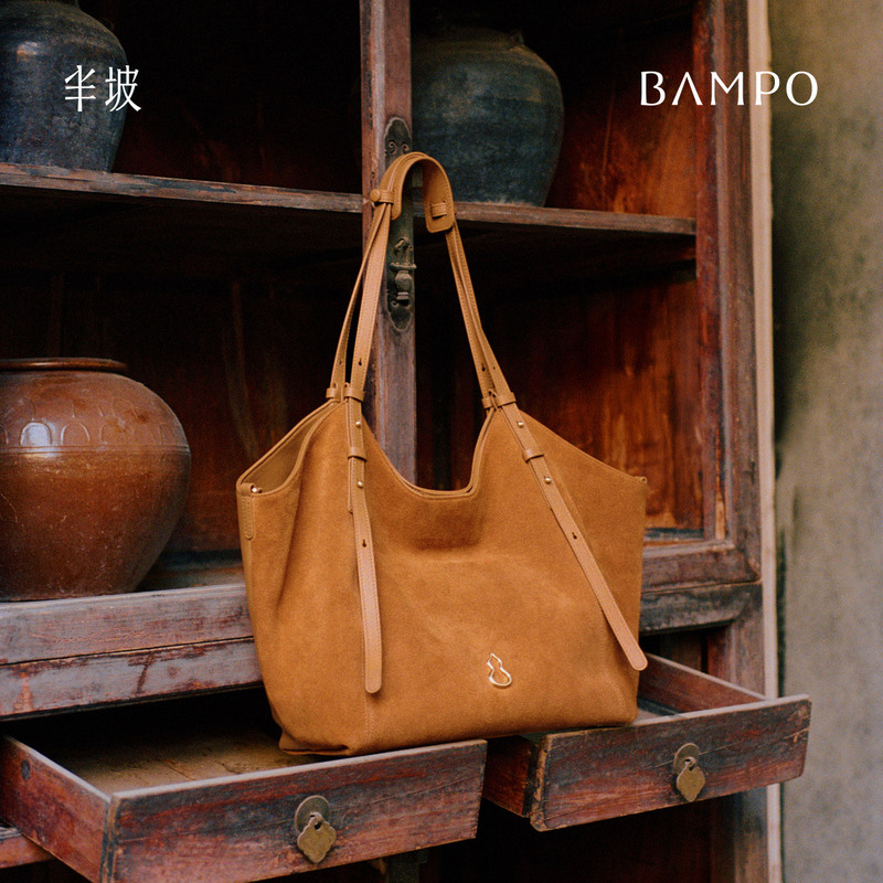 【Mother's Day Gift】BAMPO Half Slope He Xu Tote Bag, New Large Capacity Shoulder Bag Made of Top-Grade Cowhide 【Mother's Day Gift】BAMPO Half Slope He Xu Tote Bag, New Large Capacity Shoulder Bag Made of Top-Grade Cowhide