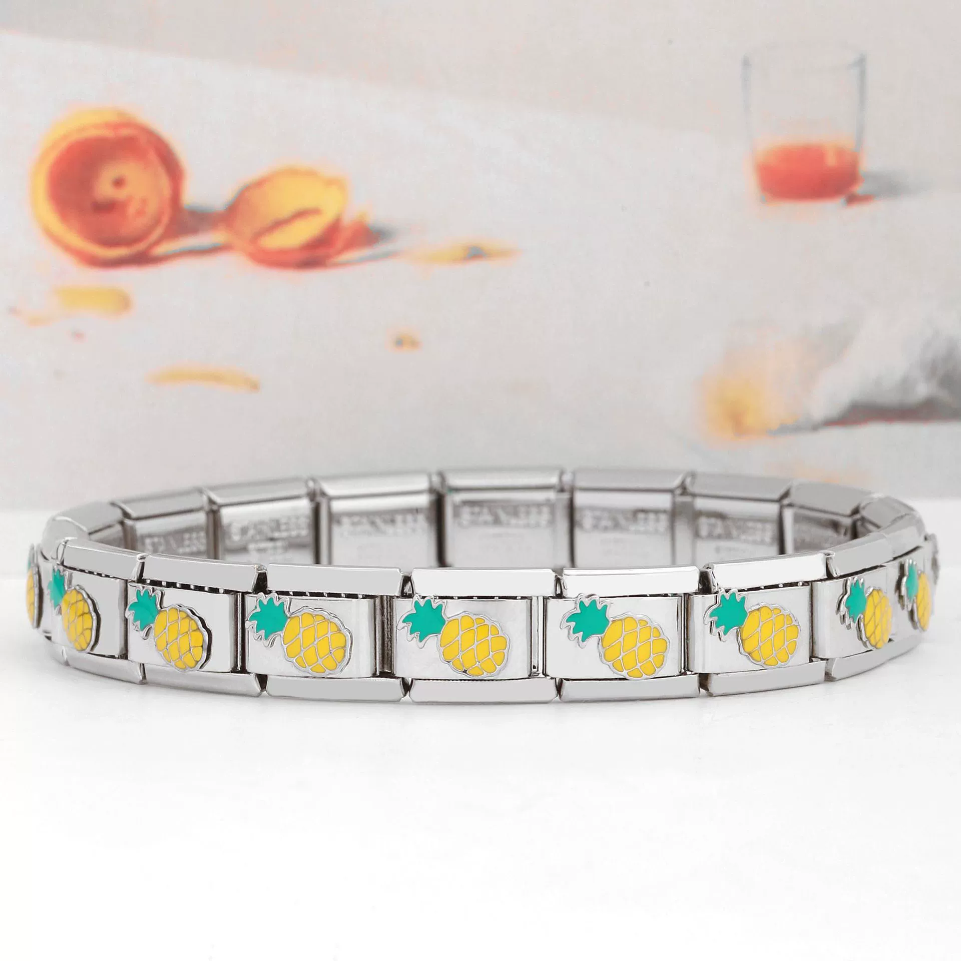 Module, elastic genuine bracelet handmade, DIY, with gem