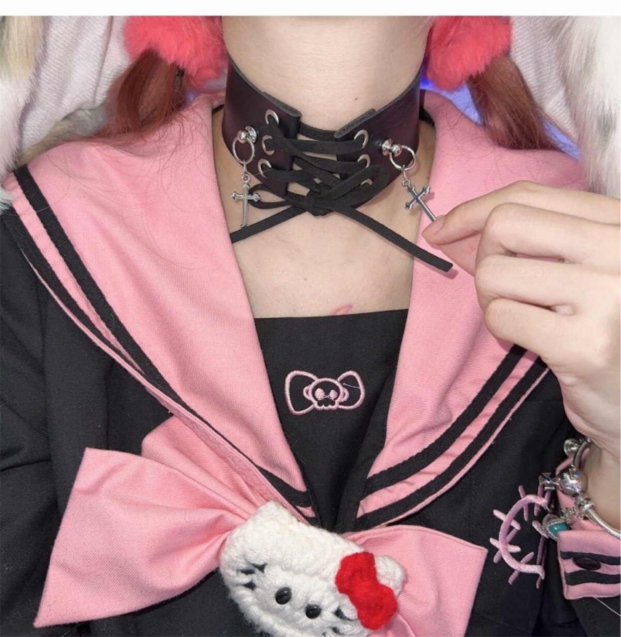 Y2K Cross Strap Necklace in Different Colors