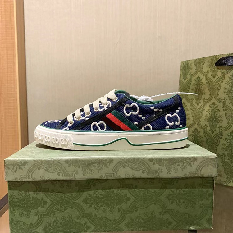 高版G家刺繍1977復古ズック靴の古い花の色合わせの男女の板靴のカジュアルな白い靴の運動靴|undefined