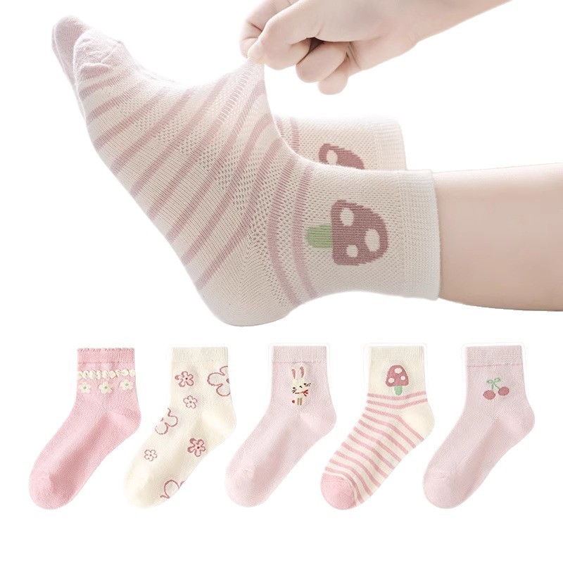 6本指ネズミソックス卸売子供用ソックス女の子春と夏の女の赤ちゃんメッシュ中型子供女の子ミッドチューブ綿ソックス|undefined
