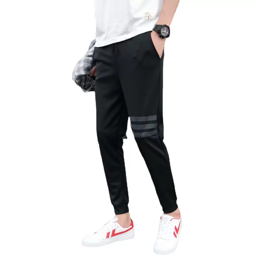 跨境外贸2023运动裤男款韩版休闲九分裤男夏季束脚裤子男生卫裤