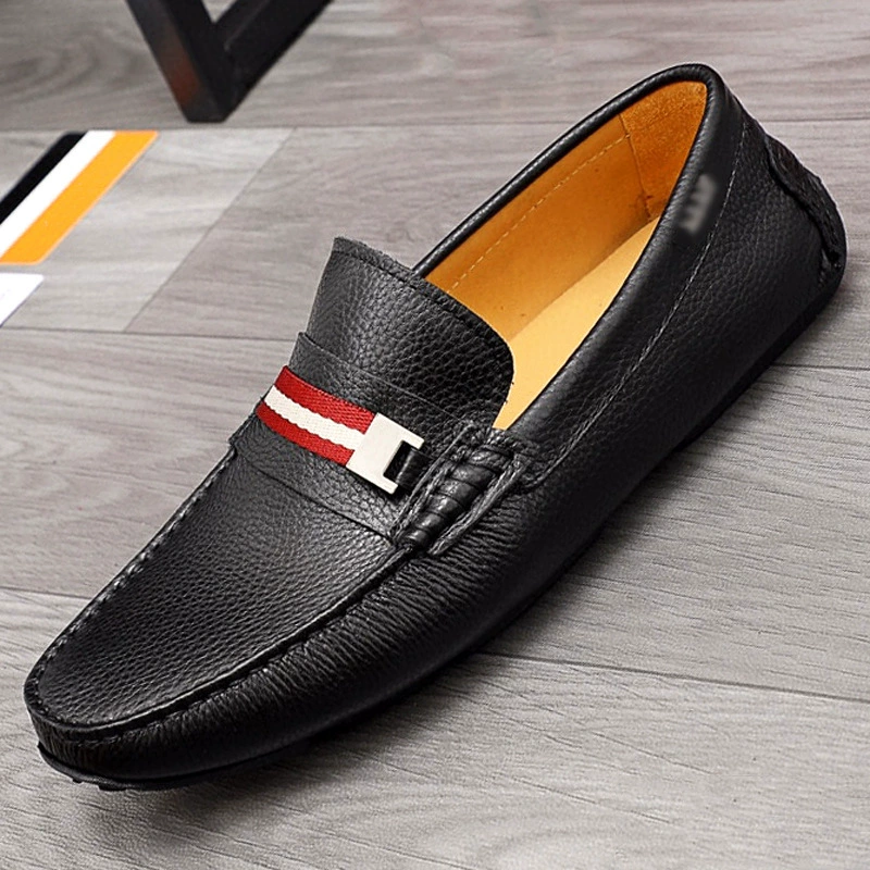Осенняя модная мужская обувь, европейские мужские лоферы из натуральной кожи, повседневные британские дышащие кожаные туфли без шнуровки, деловые кожаные туфли большого бренда